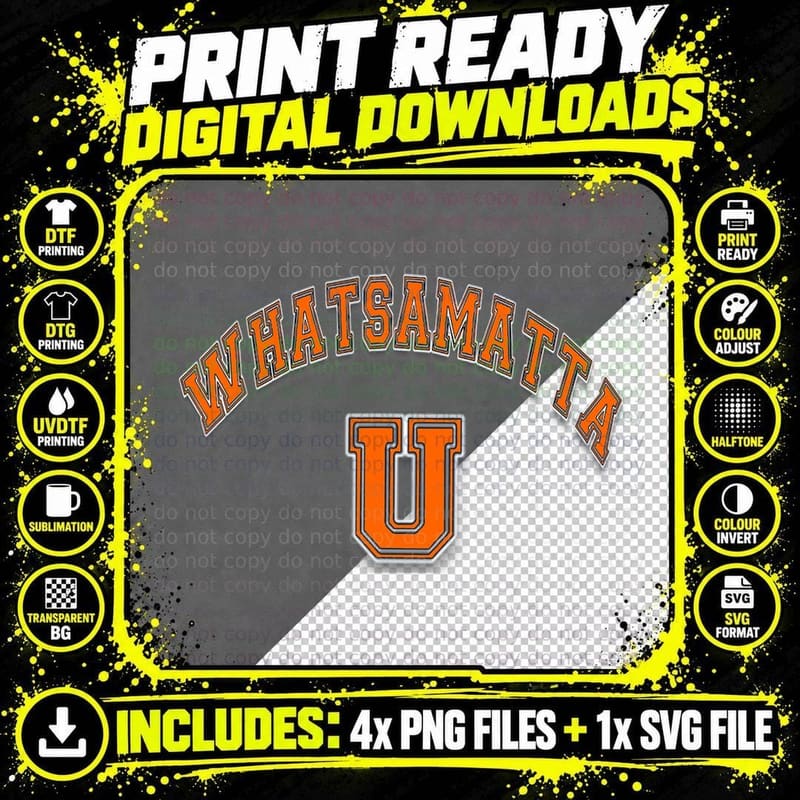 New Awesome Orange Collegian Whatsamatta U T-Shirt Png SVG Digital Bundle