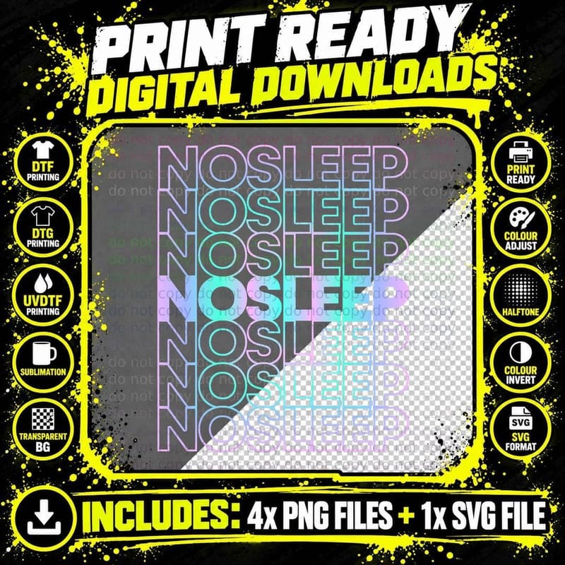No Sleep Rave Festival EDM T-Shirt Png SVG Digital Bundle