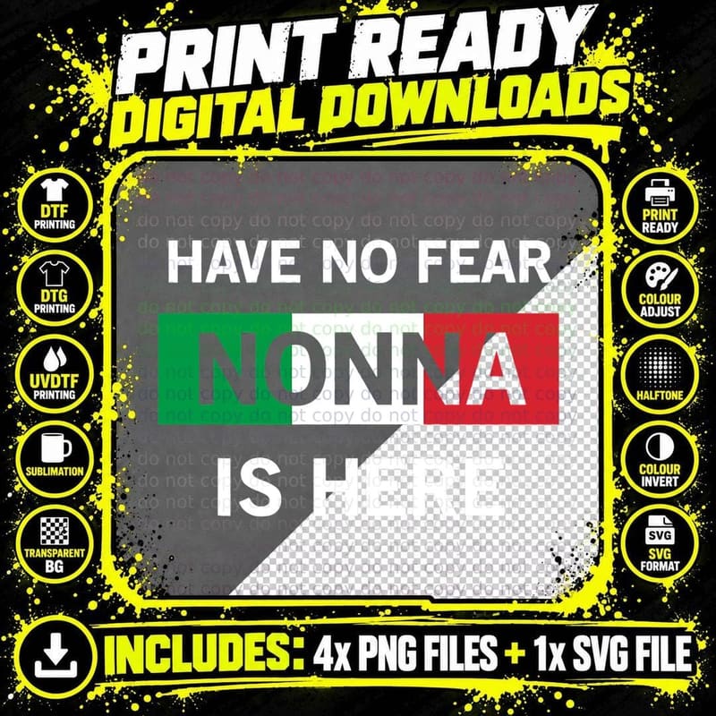Nonna Italian Grandmother Gift T-Shirt Png SVG Digital Bundle