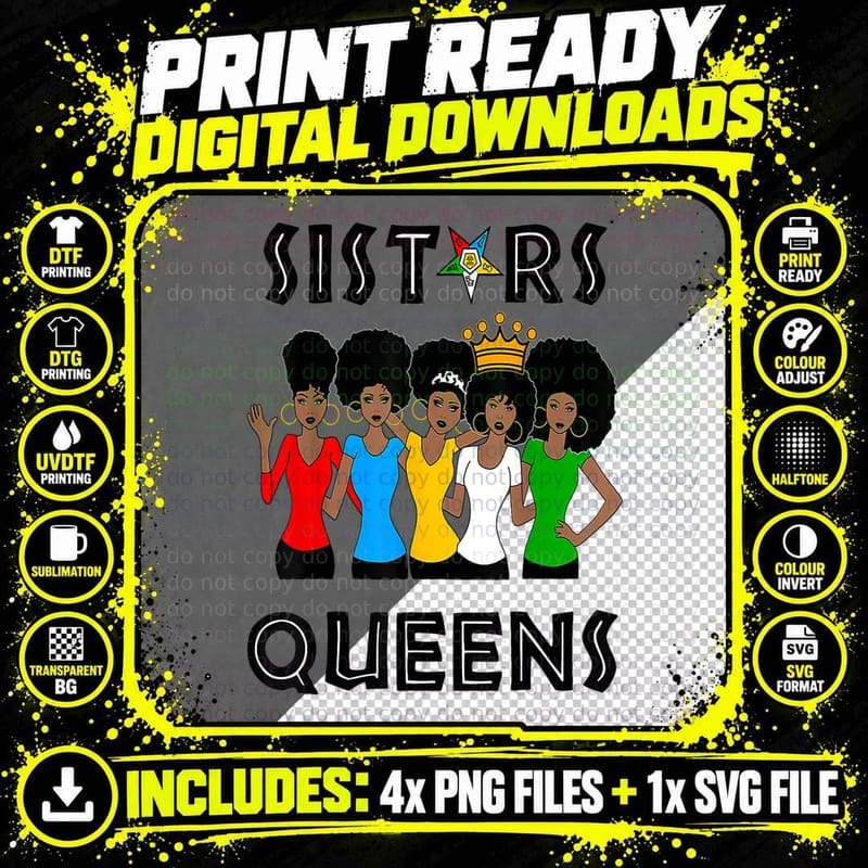 OES FATAL Sistars Queens Ladies Eastern Star Mother's Png SVG Digital Bundle