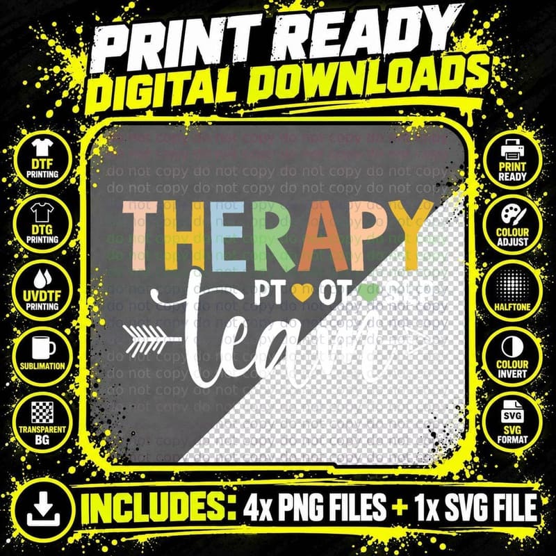 Occupational Therapist Therapy PT OT SLP Team Gift Png SVG Digital Bundle