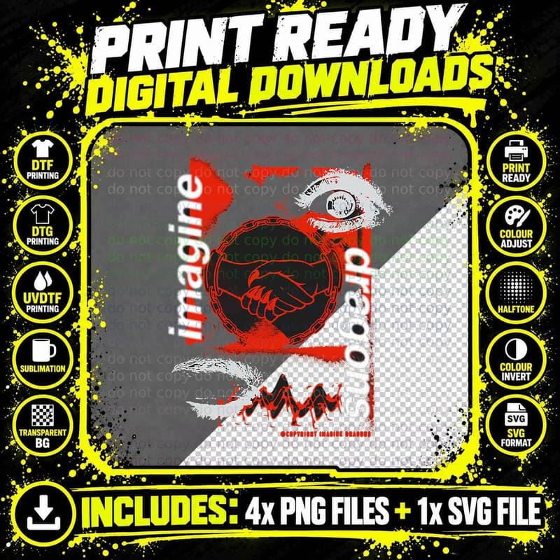 Official Imagine Dragons Handshake Black T-Shirt Png SVG Digital Bundle