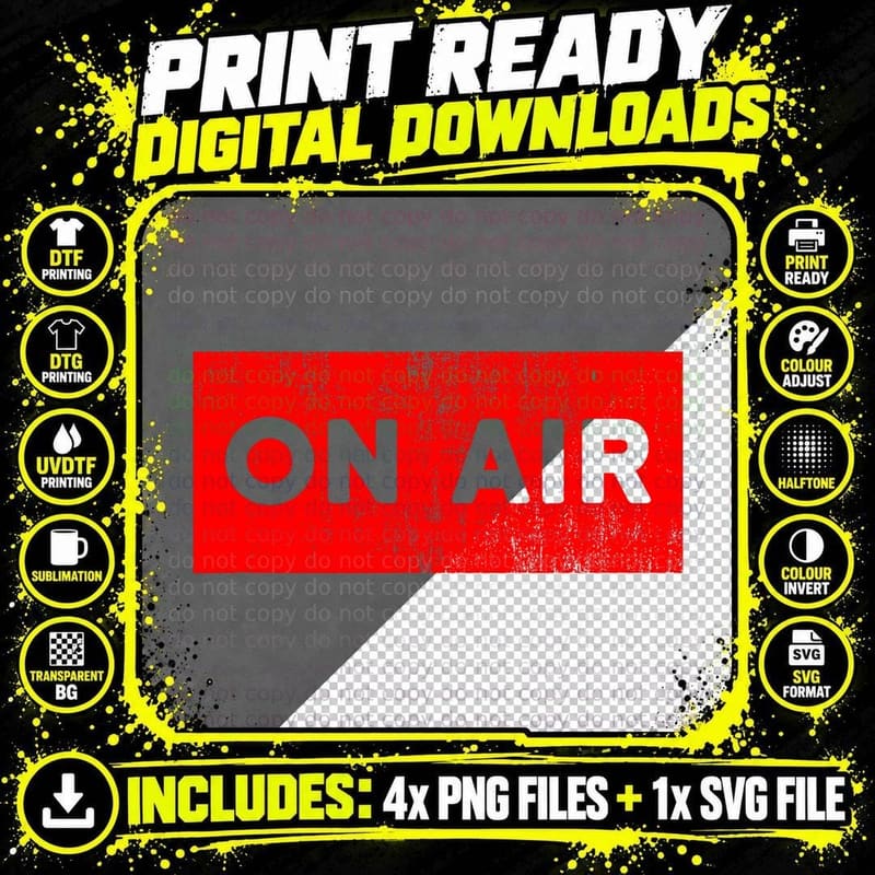 On Air Radio Live Microphone DJ T-Shirt Png SVG Digital Bundle