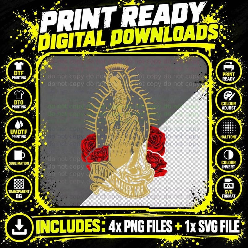 Our Lady Virgen De Guadalupe Virgin Mary Gracias Madre Png SVG Digital Bundle