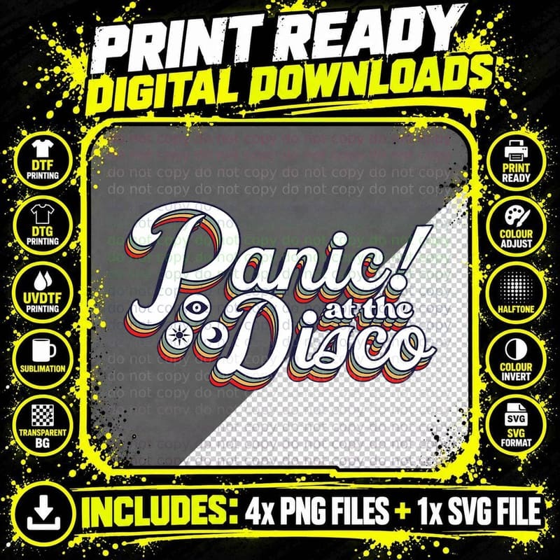 Panic! at the Disco - Rainbow Logo T-Shirt Png SVG Digital Bundle