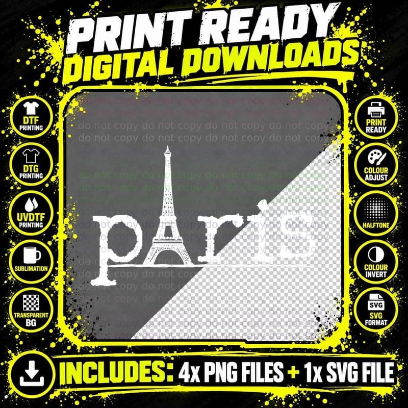 Paris France French Eiffel Tower Europe European Gift Png SVG Digital Bundle