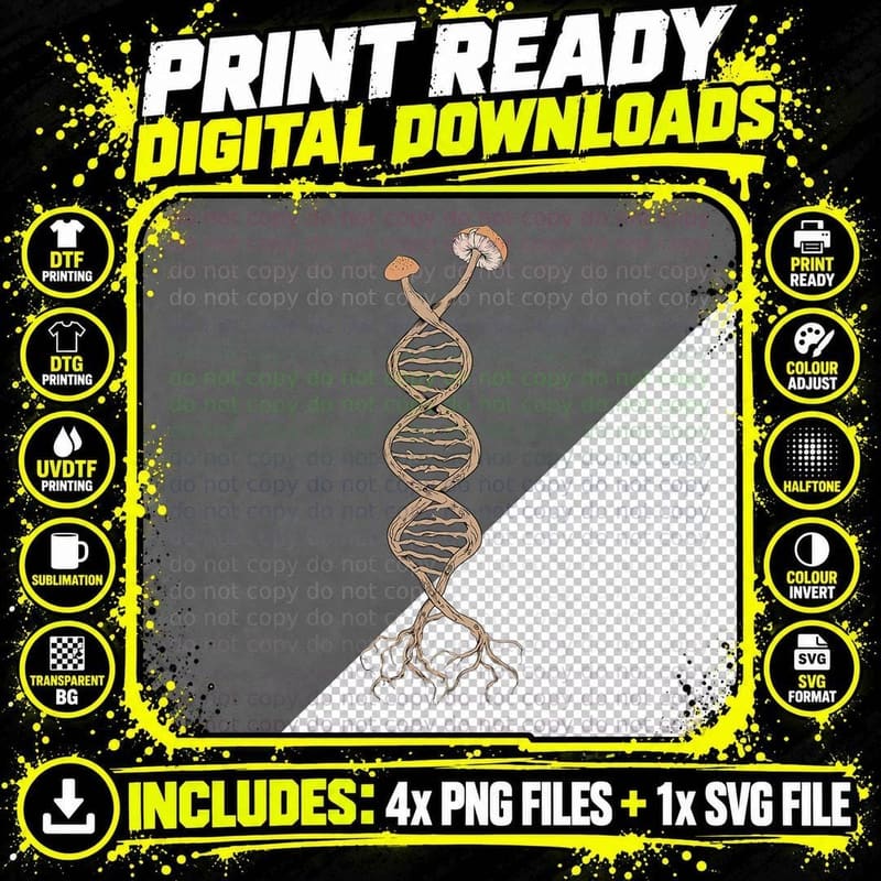 Pick Mushrooms Is in My DNA Shroom Mycology Fungi Png SVG Digital Bundle