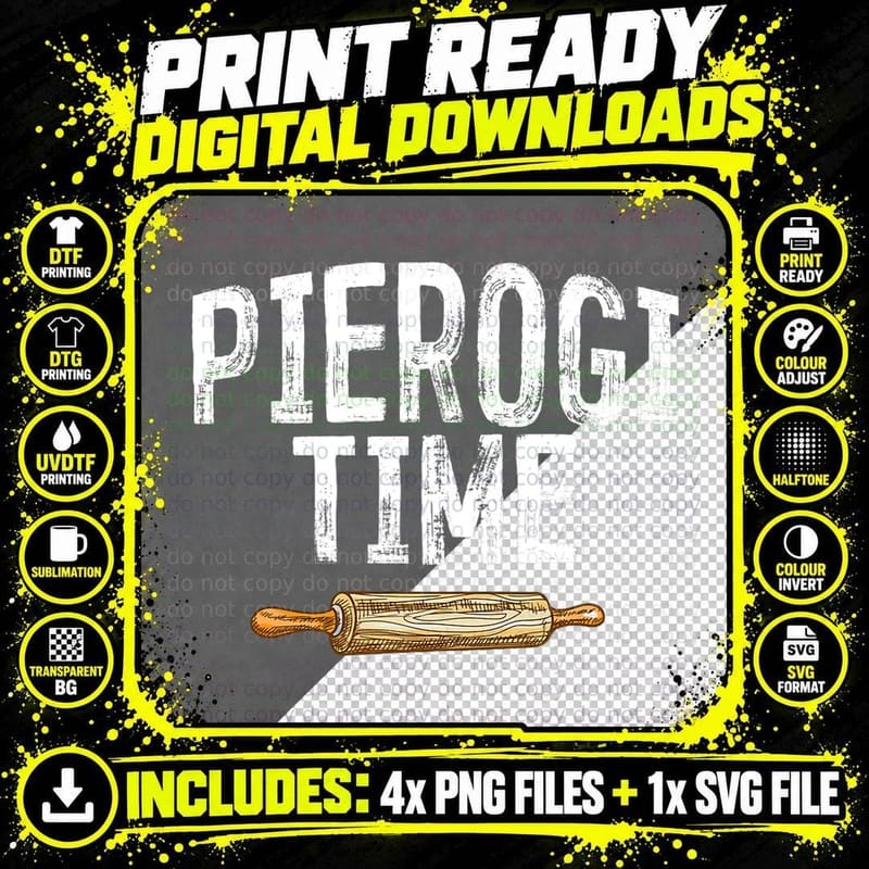 Pierogi Time Polish Food T Shirt Png SVG Digital Bundle