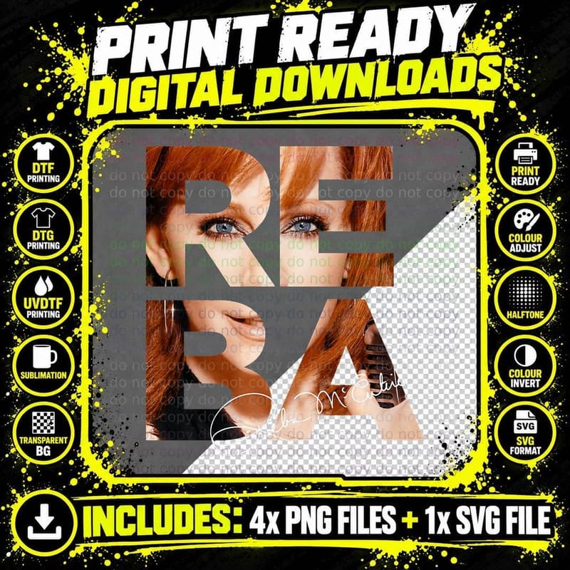 Reba Mcentire - Up-Close T-Shirt, Great Tee Png SVG Digital Bundle