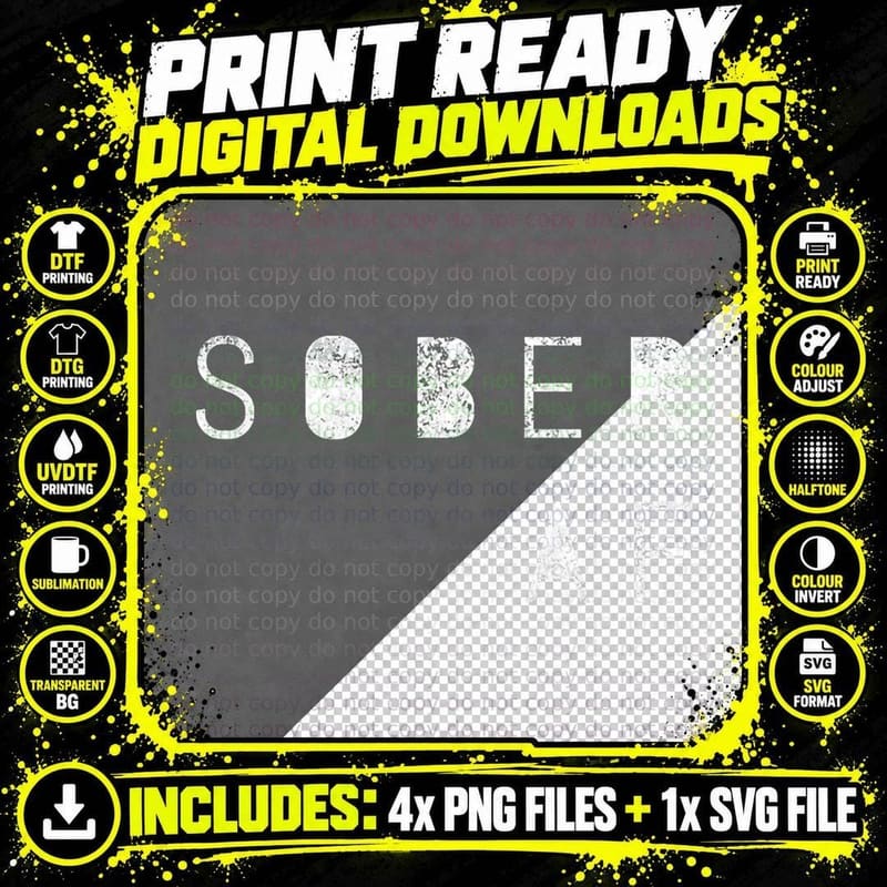 SOBER AF 12 Step Sobriety Recovering Life AA NA Gift Png SVG Digital Bundle