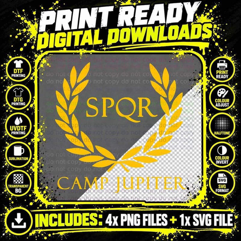SPQR Senatus Populus Que Romanus Camp Jupiter T-Shirt Png SVG Digital Bundle