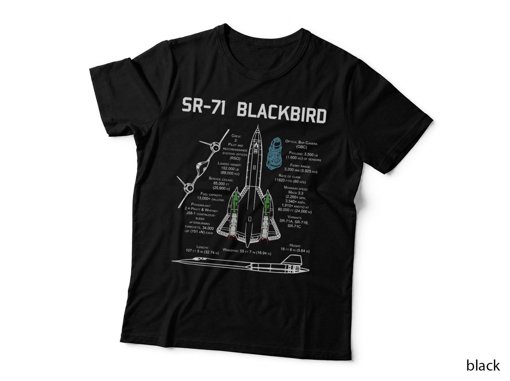SR-71 Blackbird Specs T-Shirt