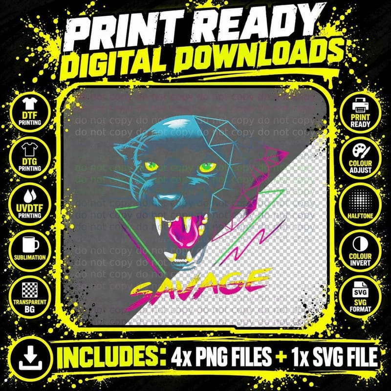 Savage - Panr Synthwave Style T-Shirt Png SVG Digital Bundle