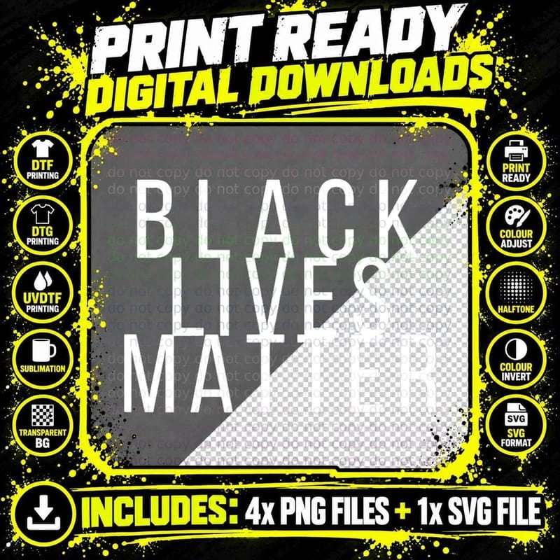 Simple Black Lives Matter Shirt in White Letters T-Shirt Png SVG Digital Bundle