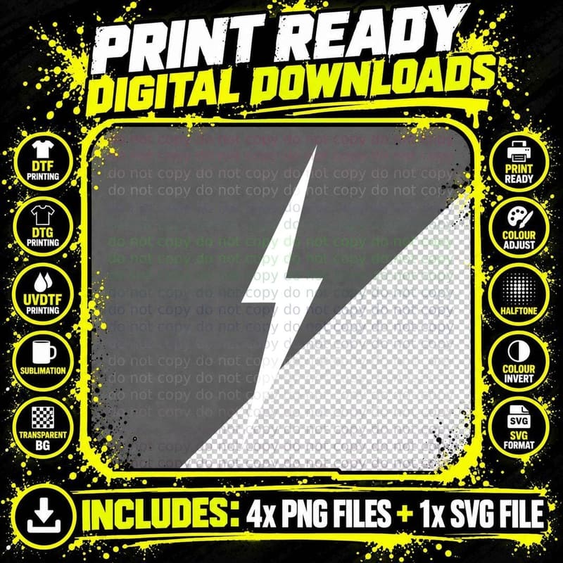 Simple Lightning Bolt T-Shirt Png SVG Digital Bundle