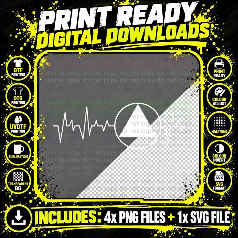 Sobriety Heartbeat - Sober Recovery Abstinence AA NA Png SVG Digital Bundle