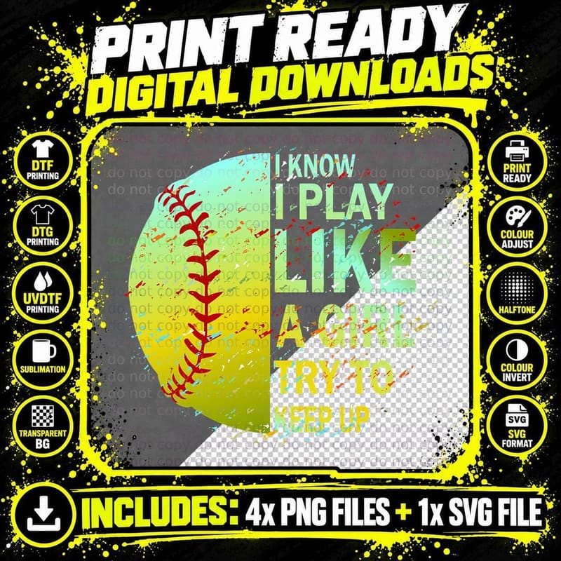 Softball Shirts for Girls Softball T-Shirt Png SVG Digital Bundle