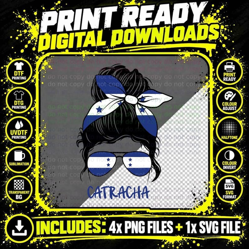 Soy Catracha for Hondurans Honduras Flag Girl T-Shirt Png SVG Digital Bundle