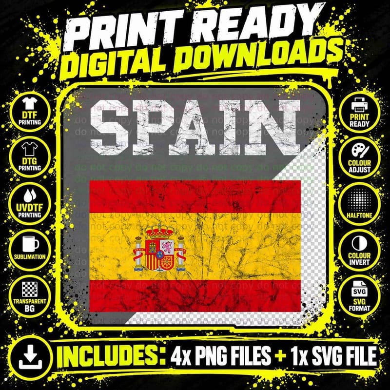 Spain Espana Espanol Spanish Flag Spain Trip Tourist Png SVG Digital Bundle