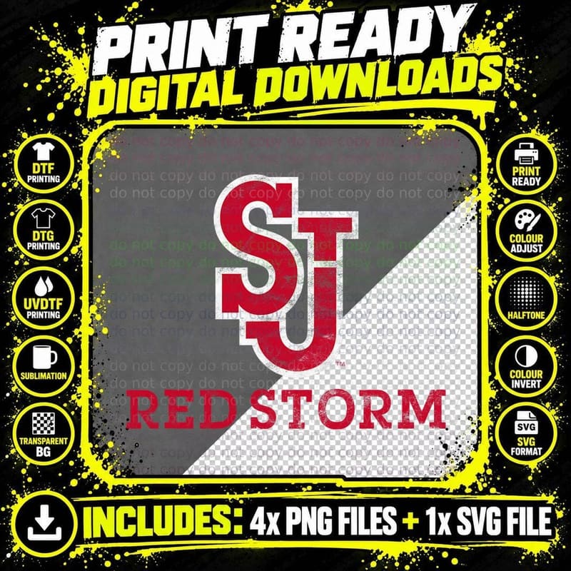 St. John's University Red Storm Large T-Shirt Png SVG Digital Bundle