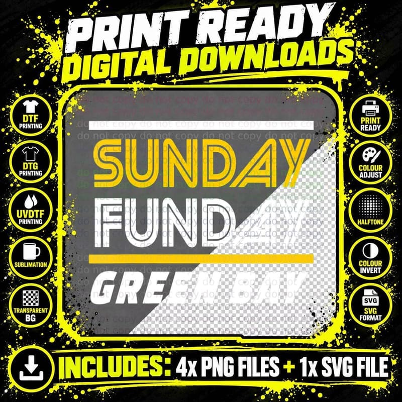Sunday Funday Green Bay WI Fun Cool Green Bay Sunday Png SVG Digital Bundle
