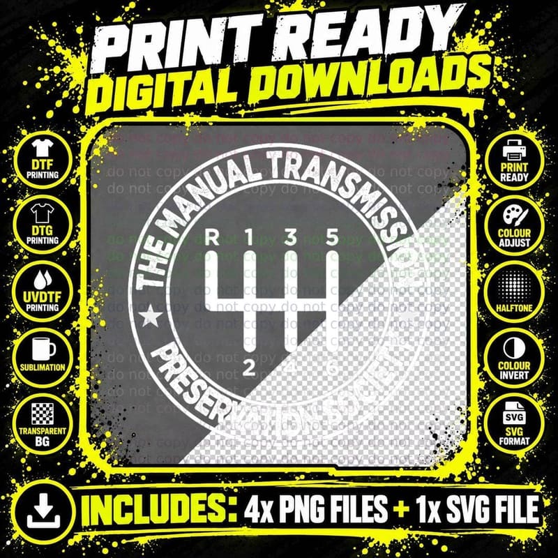 The Manual Transmission Preservation Society T-Shirt Png SVG Digital Bundle