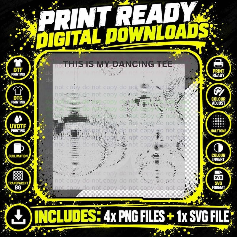This Is My Dancing Tee Disco Ball Festival Graphic Png SVG Digital Bundle