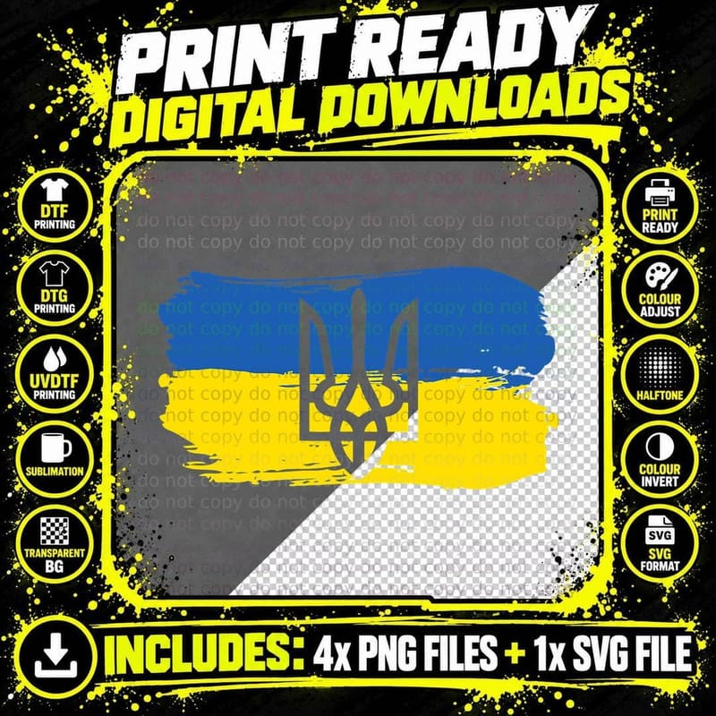 Ukraine Ukrainian Flag Ukrainians Gift T-Shirt Png SVG Digital Bundle
