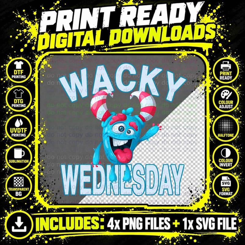 WACKY Wednesday Shirt. Clothes for Mismatch Day T-Shirt Png SVG Digital Bundle