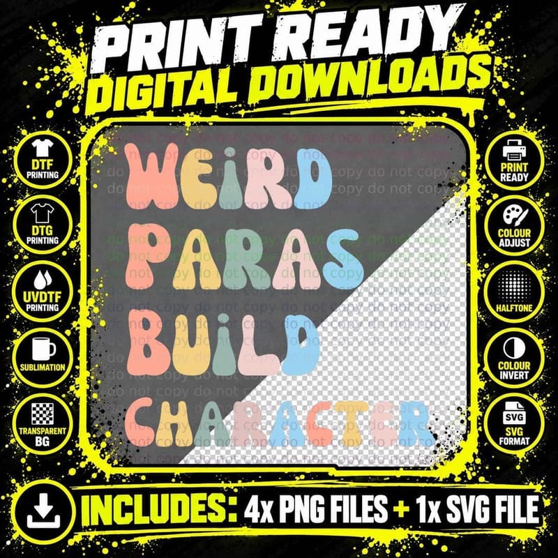 Weird Paras Build Character T-Shirt Png SVG Digital Bundle