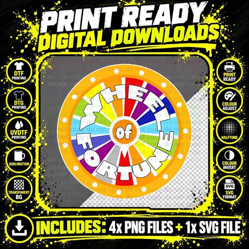 Wheel Fortune Cool for Mothers Day Fathers Day T-Shirt Png SVG Digital Bundle