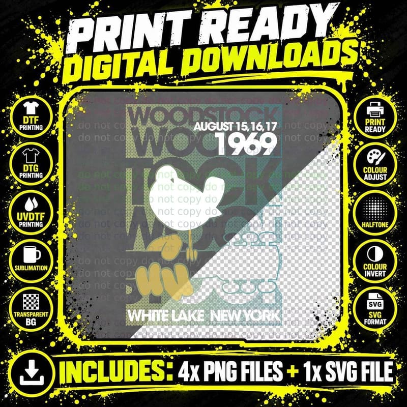 Woodstock - White Lake T-Shirt Png SVG Digital Bundle