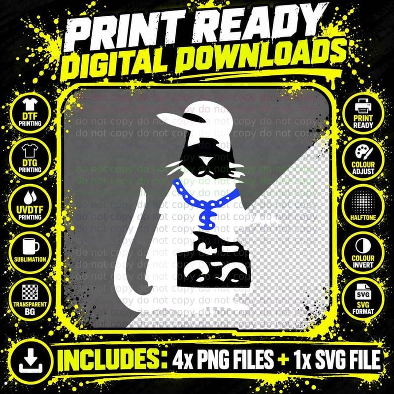 Banksy Gangsta Rat Essential T-Shirt Png SVG Digital Bundle