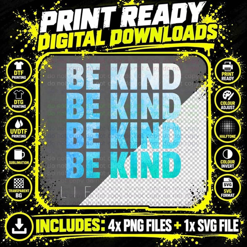 Be Kind Shirt Inspiration Gift Human Kind Peace T-Shirt Png SVG Digital Bundle