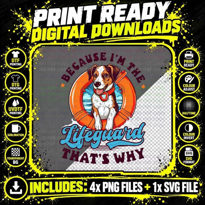 Because I'm the Lifeguard Design Lifeguard T-Shirt Png SVG Digital Bundle