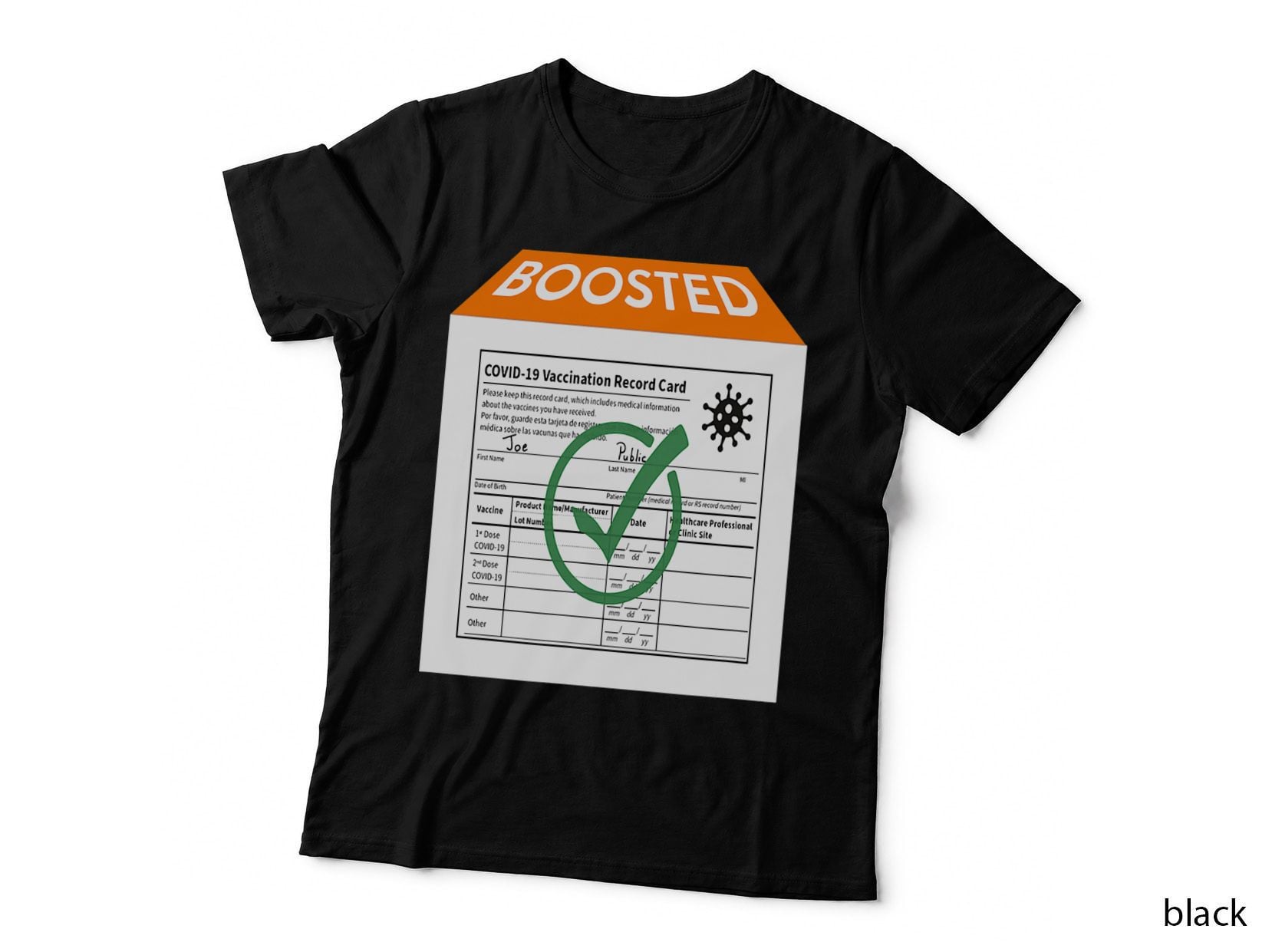 COVID-19 Boosted Vaccination Record Card Artwork T-Shirt