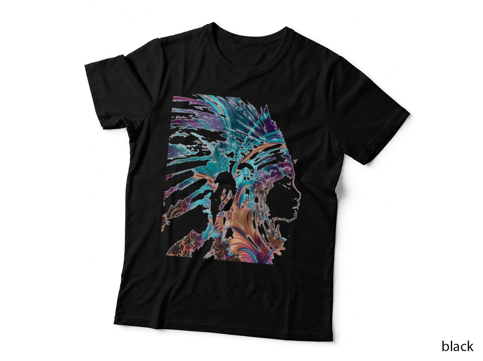Colorful Headdress Native American Indian Traditional Art T-Shirt