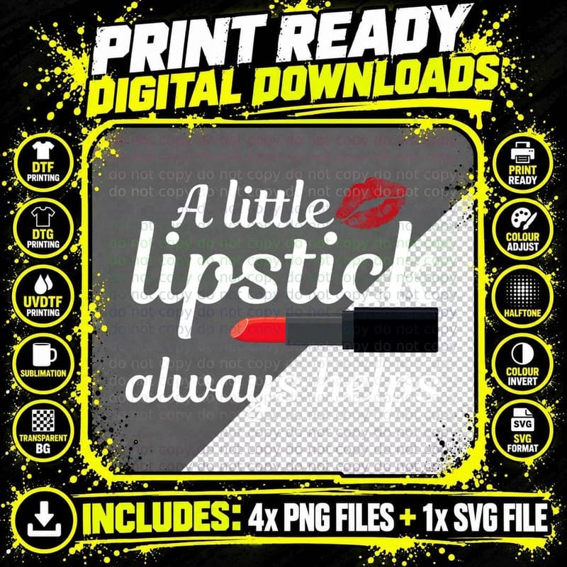 Cool Lipstick Art Women Girls Makeup Artist Beautician Png SVG Digital Bundle