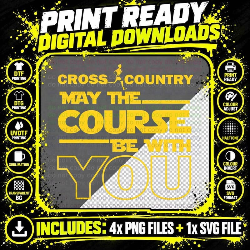 Cross Country May the Course Be with You Runner Jogger Png SVG Digital Bundle