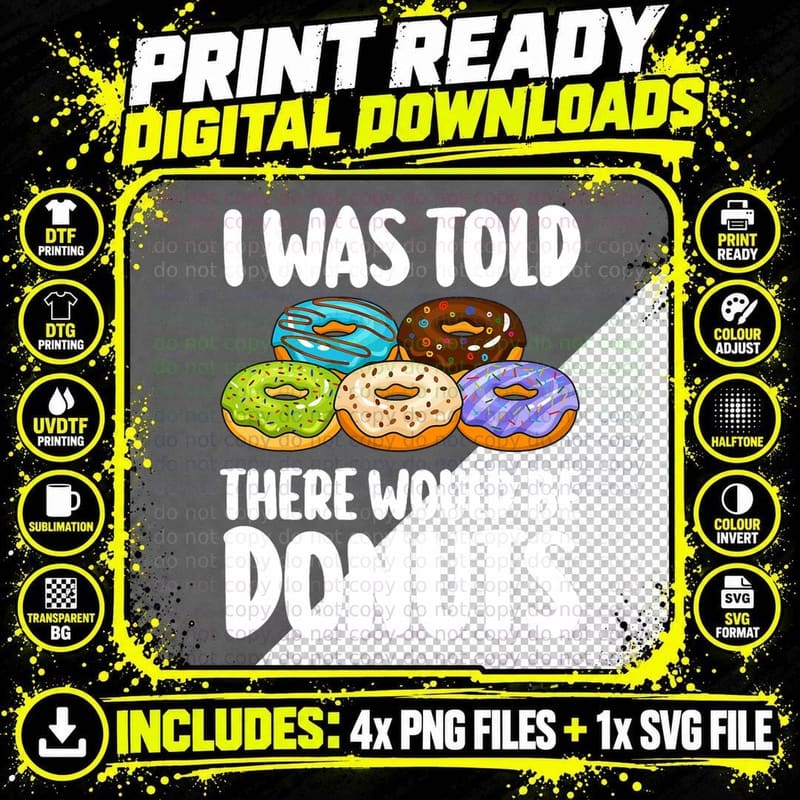 Donut Art for Men Women Kids Doughnut Novelty Lover Png SVG Digital Bundle
