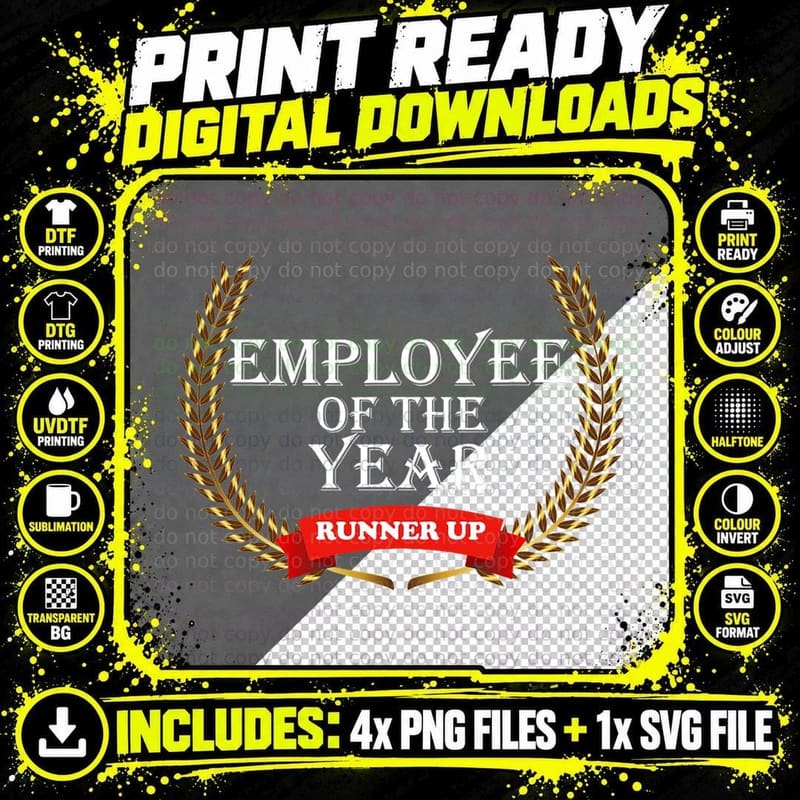 Employee of the Year Runner up Appreciation Award Gift Png SVG Digital Bundle