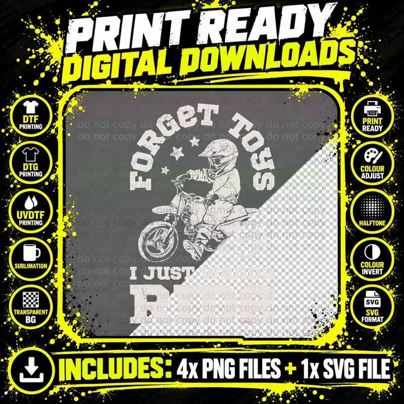 Forget Toys I Just Wanna Ride Dirt Bike Rider Boys Png SVG Digital Bundle