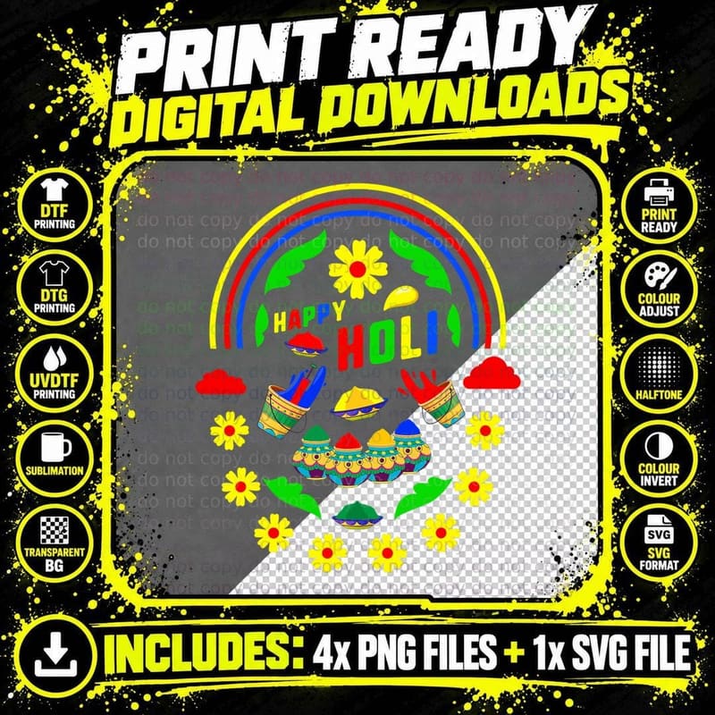 Happy Holi Festival Colors Festival Holi Festival Lover Png SVG Digital Bundle