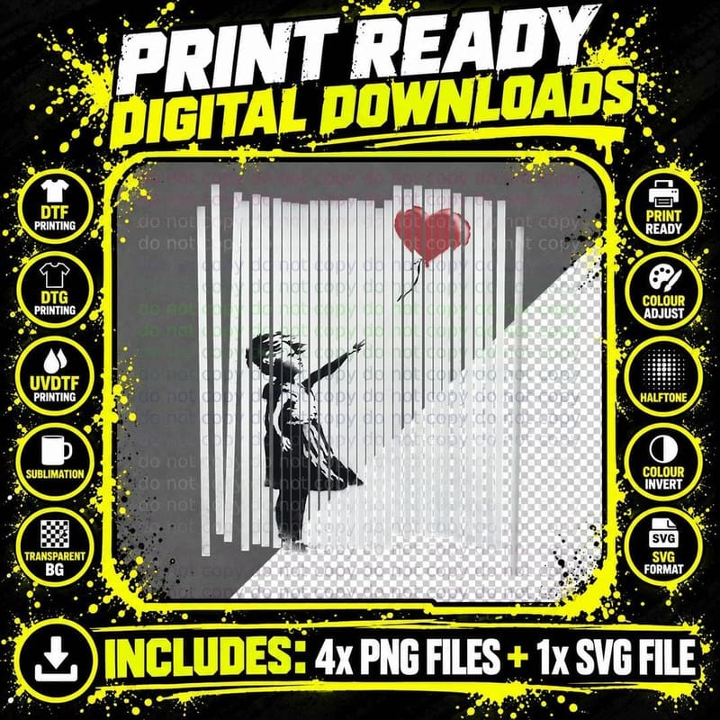 Hey! I Fixed It! Banksy Shredded Balloon Girl Essential Png SVG Digital Bundle