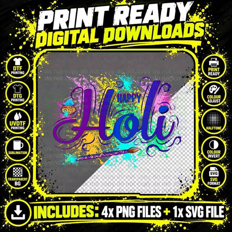 Holi Festival of Spring Colors and Love T-Shirt Png SVG Digital Bundle