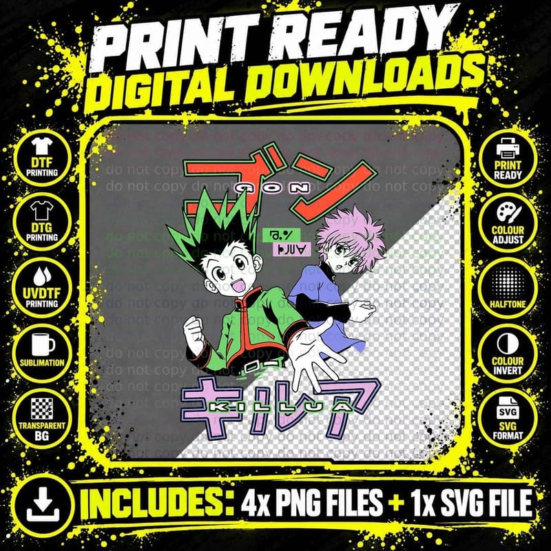 Hunter X Hunter Gon and Killua T-Shirt Png SVG Digital Bundle