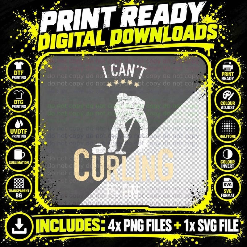 I Can't Curling Is on Hoodie Winter Sports Fan US Png SVG Digital Bundle