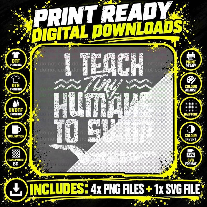 I Teach Tiny Humans to Swim Coach T-Shirt Png SVG Digital Bundle
