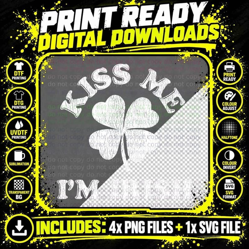 Kiss Me I'm Irish T-Shirt Png SVG Digital Bundle