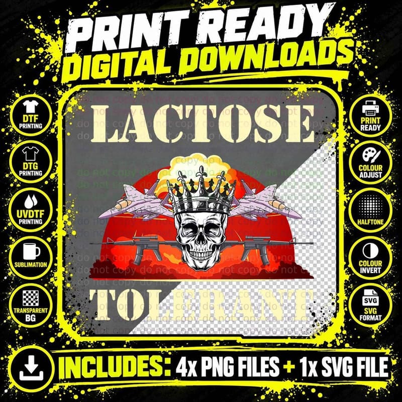 Lactose Tolerant Quote People with Lactose Intolerance Png SVG Digital Bundle